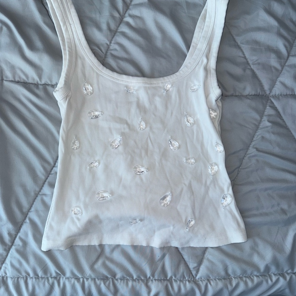 Missguided White Embellished Tank Top